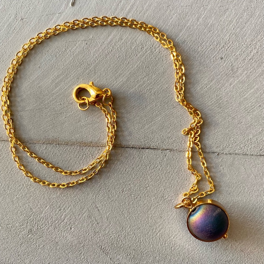 Purple pendant necklace, spinning pendant, fidget necklace
